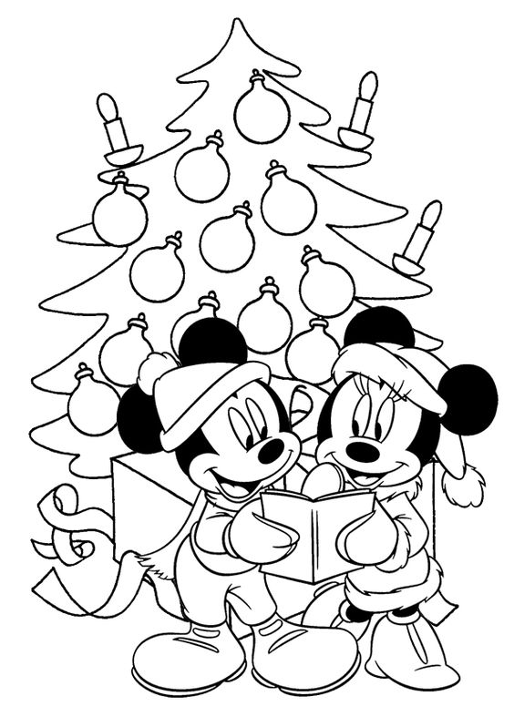 Mickey Mouse a Minnie Vianoce - omaľovánka do listu od Ježiška